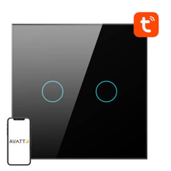 Smart Light Switch WiFi Avatto TS02-EU-B2 2-vejs (sort)