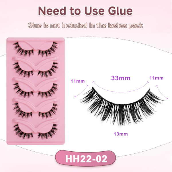 5 par naturliga Cat Eye fransar | HH22-02