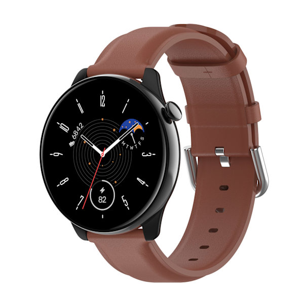 Urrem i ægte læder Samsung Galaxy Watch 3 45 mm/Gear S3 Classic, Frontier, Huawei Watch Buds/GT Runner/GT2 Pro, Xiaomi W Brun 22 mm