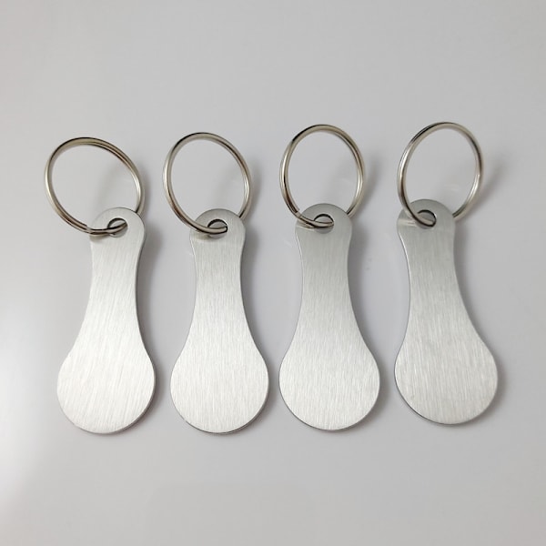 Metal nøglering til indkøbsvogne (4-pak) Silver Silver
