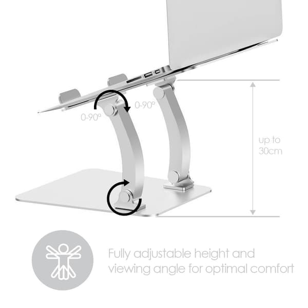 Läppäriteline Dual Pivot Riser Säädettävä Alumiini Hopea
