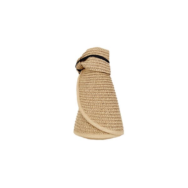 Foldbar stråsolhat med sløjfe Khaki Khaki