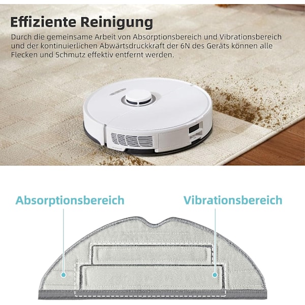 8-pack Dubbelvibration med Conner Mop Pad för Roborock S8/S8+/S8 Plus Grå