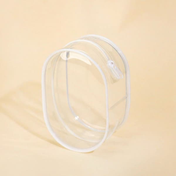 Kosmetisk Förvaringsväska med Klockring och Pompon - Perfekt för Dockor, Blindboxar och Kosmetika, Transparent Design White White