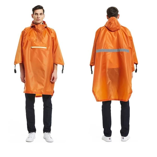 Vedenpitävä sadeponcho - musta polyesteri PU Orange Orange