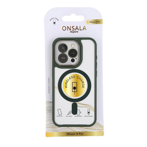 Mobilskal Bumper MagSeries Green & Clear - iPhone 15 Pro
