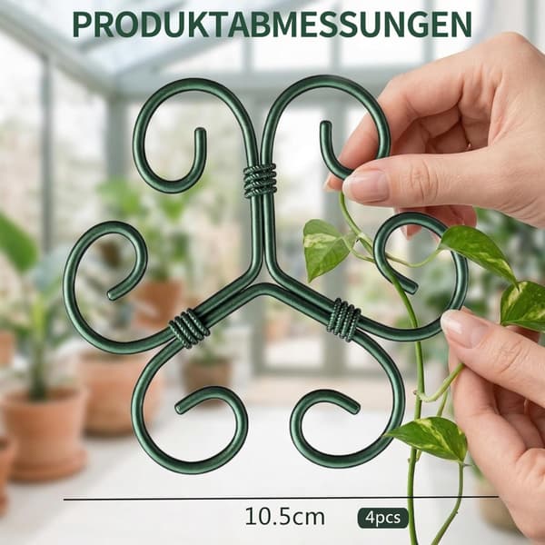 Växtstödring 10.5cm 2-pack - järnstöd för krukväxter, förebygger vältning och ger upprätt växtställning, kompakt diskret design