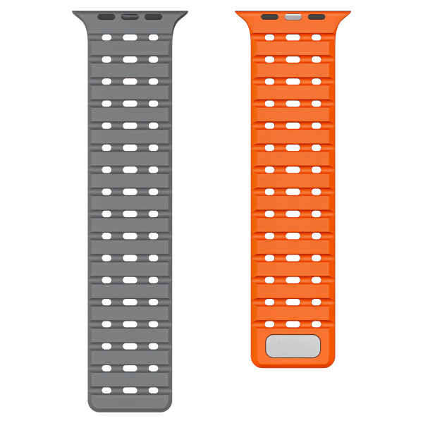 Andningsbar magnetrem för Apple Watch Series 1-9 generationer 42/44/45 mm Grå+orange