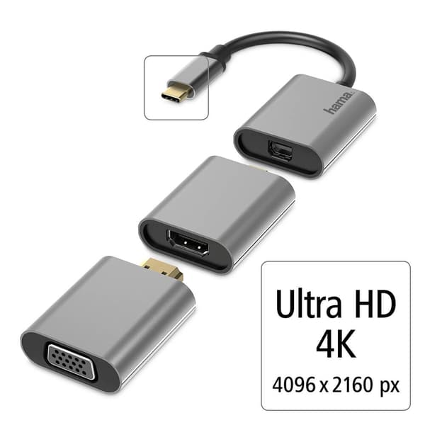 Video Adapter Set 6in1 USB-C Mini-DisplayPort HDMI VGA