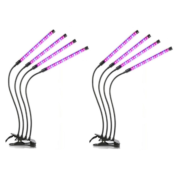 Växtlampa / växtbelysning med 4 flexibla LED lysrör 2-pack