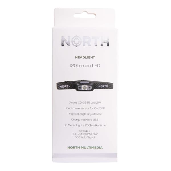 Pandelampe 120 Lumen  Sort ca 65m Sensorkontrol