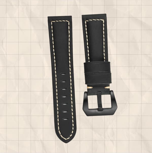 Urrem i ægte læder Black 20 mm Black 20 mm