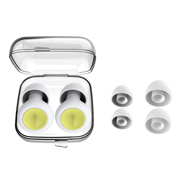 Bløde silikone støjreducerende ørepropper med ørehætter Hvid+gul
