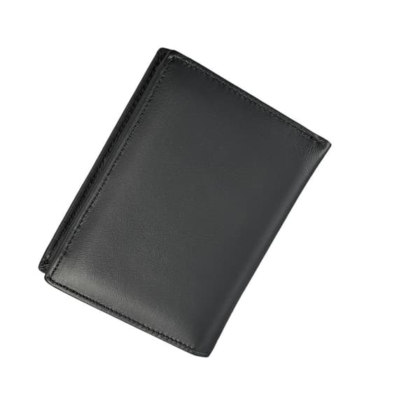 RFID-blokerende læderpung til mænd, slank bifold-pung med møntlomme Black Black