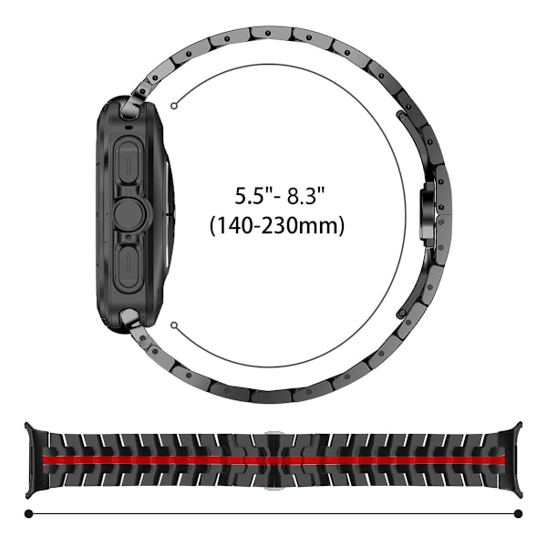 Svart & Rött Klockarmband för Samsung Watch 7 Ultra (47MM)