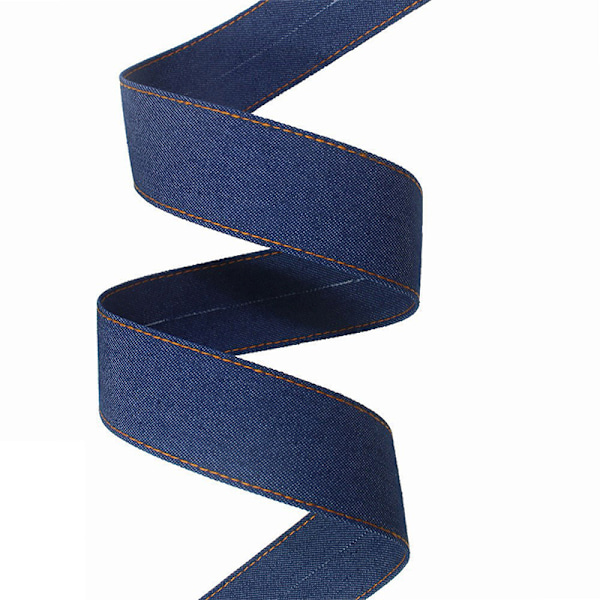 Denimband med gul söm - 4 cm bred