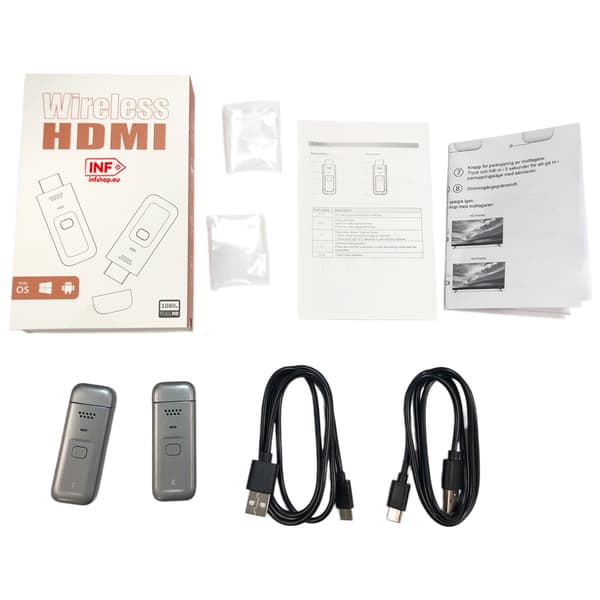 Trådløst HDMI Video Transmitter og Receiver Kit, 1080P Plug & Play Grey Grey