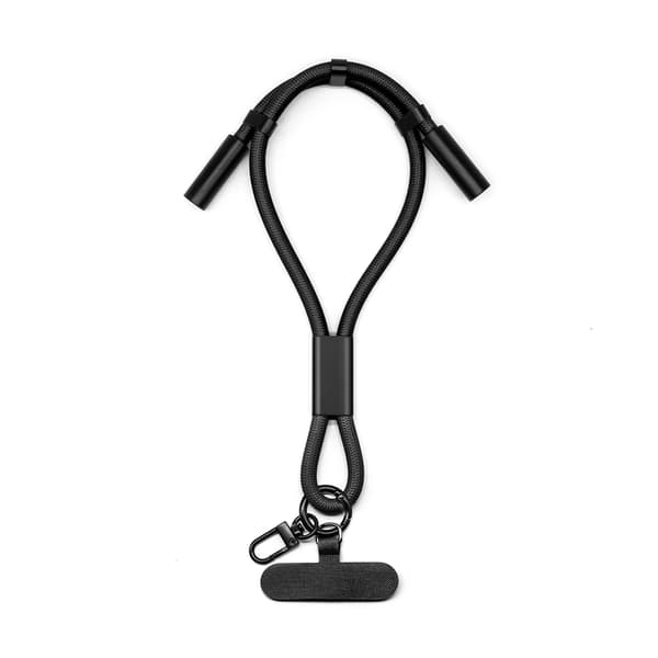 Justerbart Lanyard Opladerkabel - Bærbar Data Synkronisering Black Black