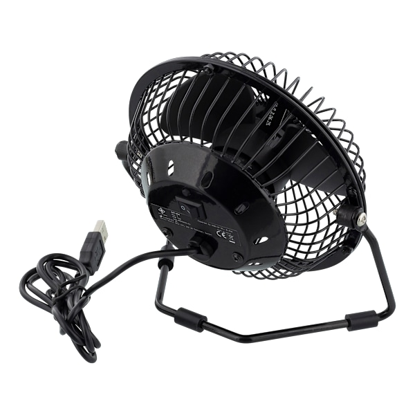 USB desktop fan with clock, black