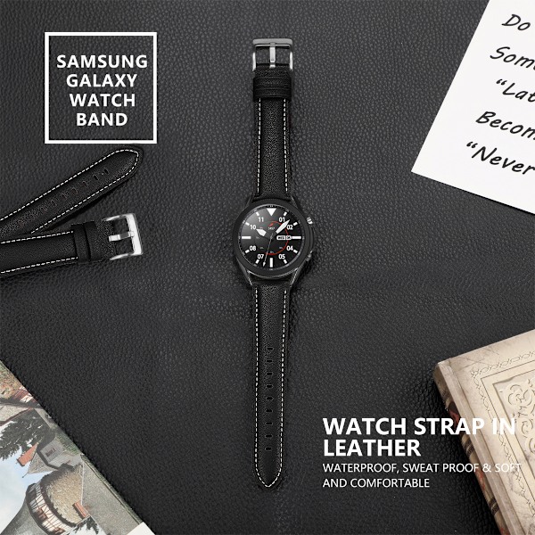 INF Musta Samsung Galaxy Watch 3 (45 mm) ranneke, aitoa nahkaa