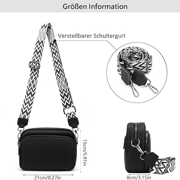 INF Crossbody taske skulderrem taske PU læder Sort
