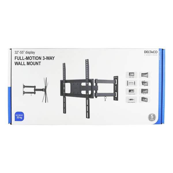 Full motion 3-way wall mount for monitor/tv, 32"-55", tilt