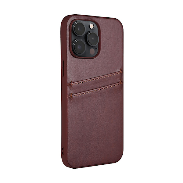 Cover PU 2 kort Brun - iPhone 14 Pro Max