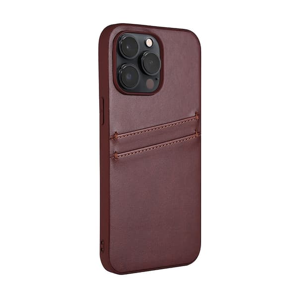 iPhone 14 Pro Max -suojakuori, PU-nahka, ruskea