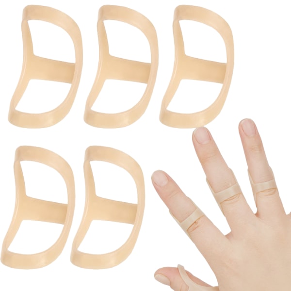 5-pack Finger Splint Finger Support Finger Straightener Brace Beige Size 6+Size 7+Size 8+Size 9+Size 10