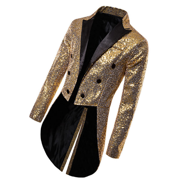 Herre Pailletter Smokingjakke, Scene Performance Blazer Guld S