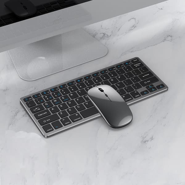 3-mode genopladeligt tastatur og mus sæt – fleksibel forbindelse til kontor og hjem, scissor-switch, kompatibel med Windows/Mac/iOS/Android