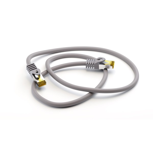 RJ45 patchkabel S/FTP (PiMF), 500 MHz, med CAT 7 råkabel, grå, 15 m