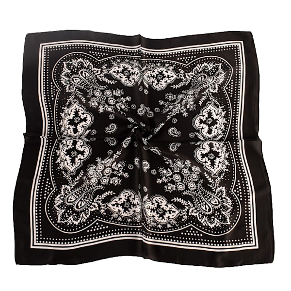 Elegant Paisley Square tørklæde - 70x70cm Marineblå Sort