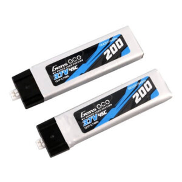 Gens ace 200mAh 3,7V 45C 1S1P Lipo-batteri (2 stk)