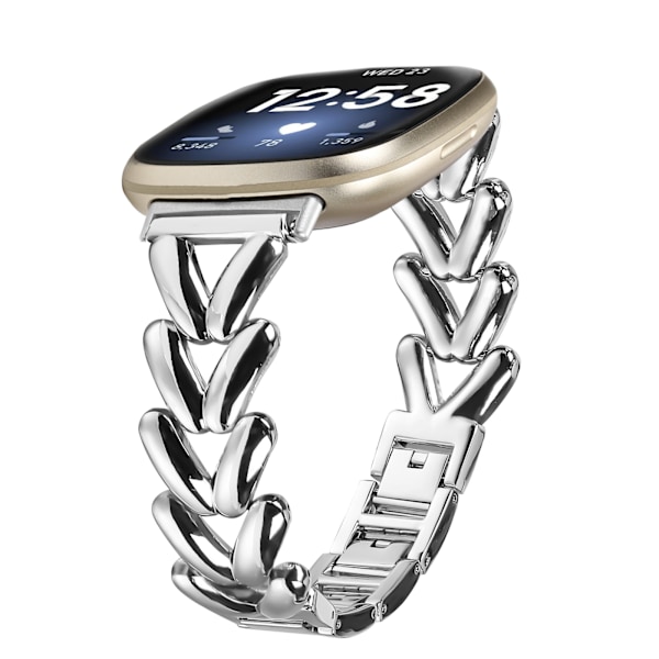 Klockarmband i Rostfritt Stål för Fitbit Versa 4 Silver