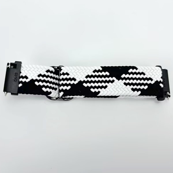 Nylon klockarmband med svart spänne Svart + Vit 22 mm