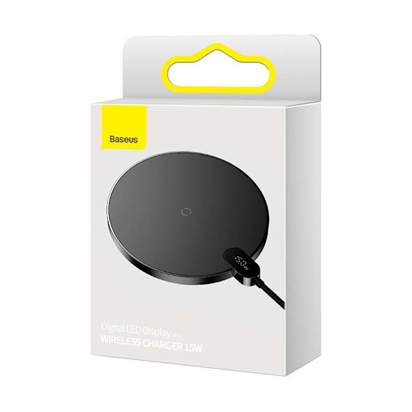 Induktiv trådlös laddare Baseus Digital LED 15W (svart)