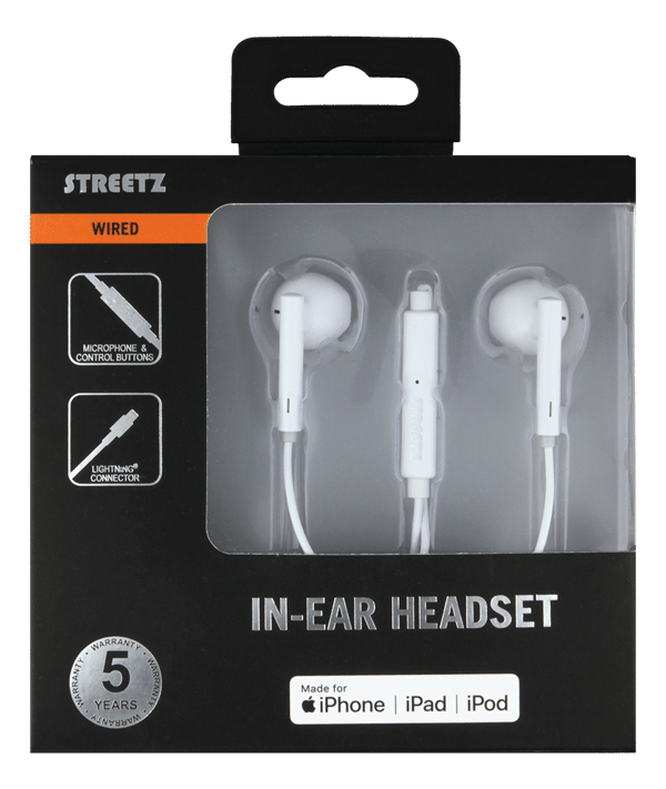 L200 In-ear Lightning earbuds, MFi, volume control, white