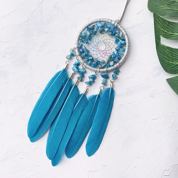 Crystal Car Charm - Elegant Fjer Ornament Blue Blue