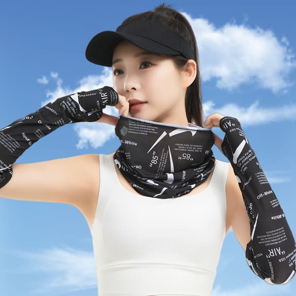 Sommar utomhus sol- och dammskyddsset - Mask & Ärmar Black Black