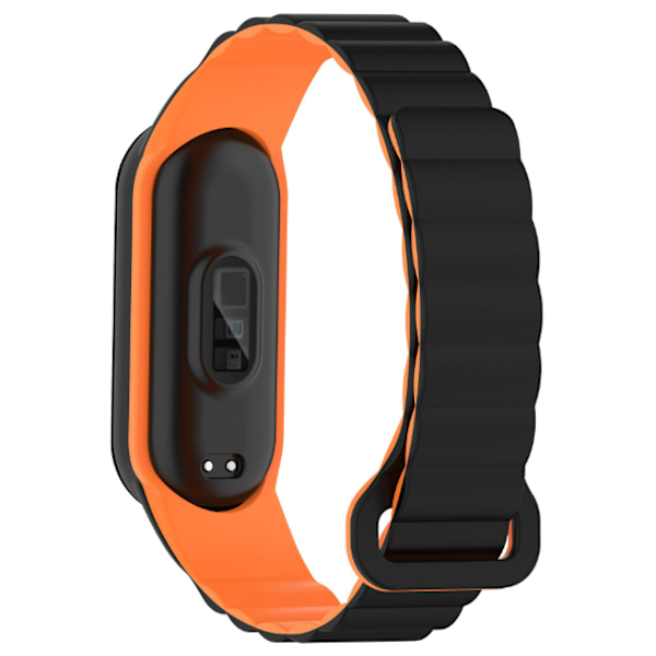 Silikoninen magneettiranneke Xiaomi Mi Band 3/4/5/6/7:lle Musta + oranssi