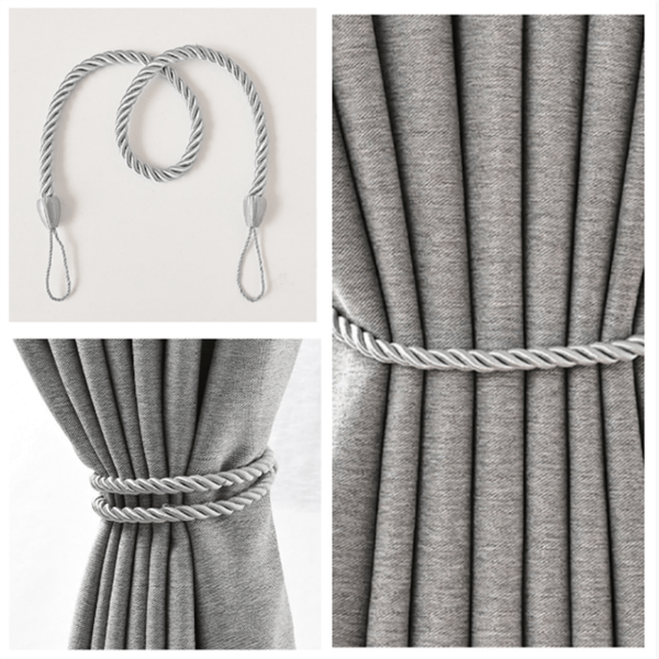 Sæt med 2 gardinbindere, vævede gardinholdere Grey Grey