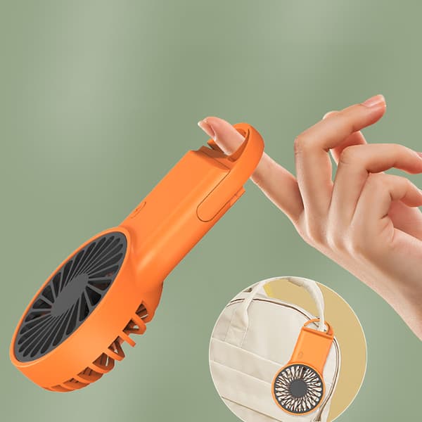 Bærbar foldbar ventilator med karabinhage Orange Orange