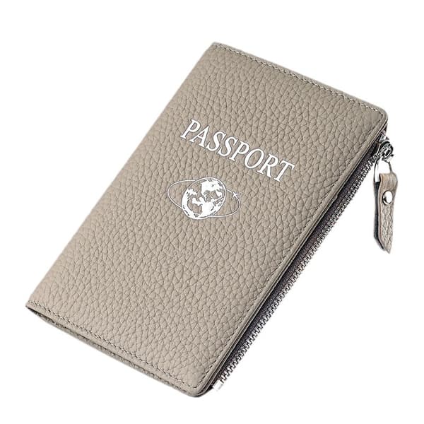 RFID-blockerande reseplånbok i läder för pass Grey Grey