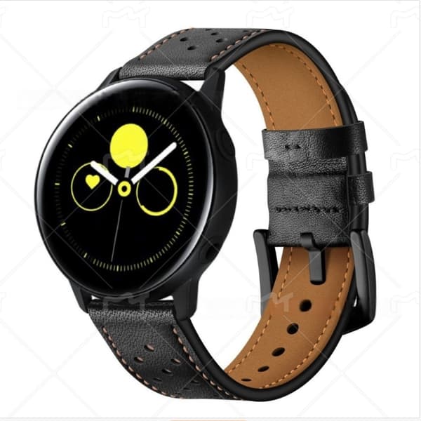 Nahkainen kellon ranneke Samsung Galaxy Watch Active -kelloon Black Black