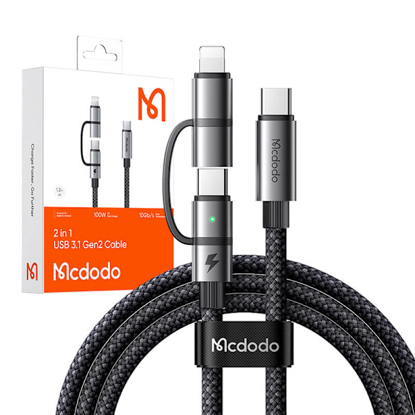 Mcdodo 2-i-1 kabel CA-0450 USB-C til USB-C + Lightning, 1,2 m