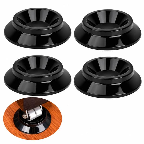 4-pack pianohjulkoppar, ABS upprättstående pianofotdynor Black Black