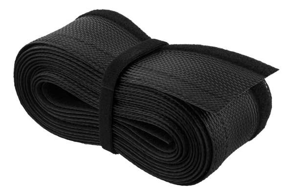 Nylon cable wrap, hook and loop fastener, 1,8m, black