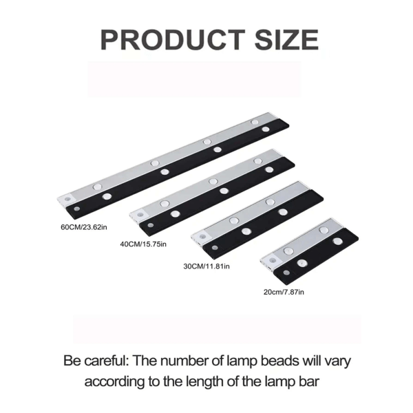 LED ljuslist med rörelsesensor 3 färgtemperaturer och steglös di Svart 30 cm