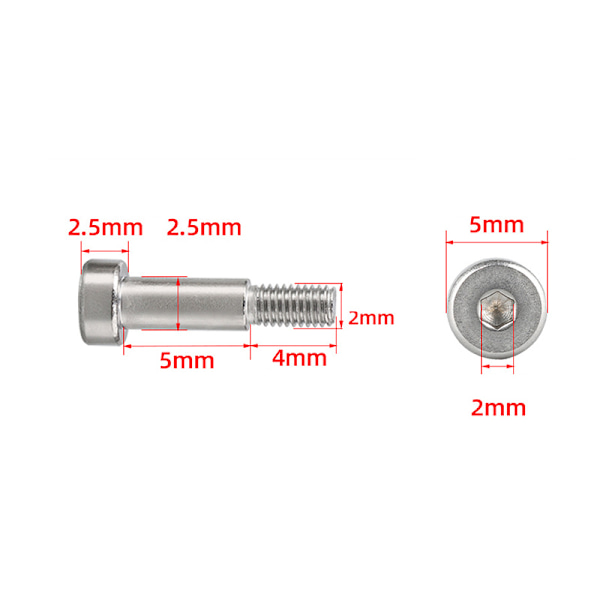 Kuusiokolosarjan ruuvit 2,5*M2*5